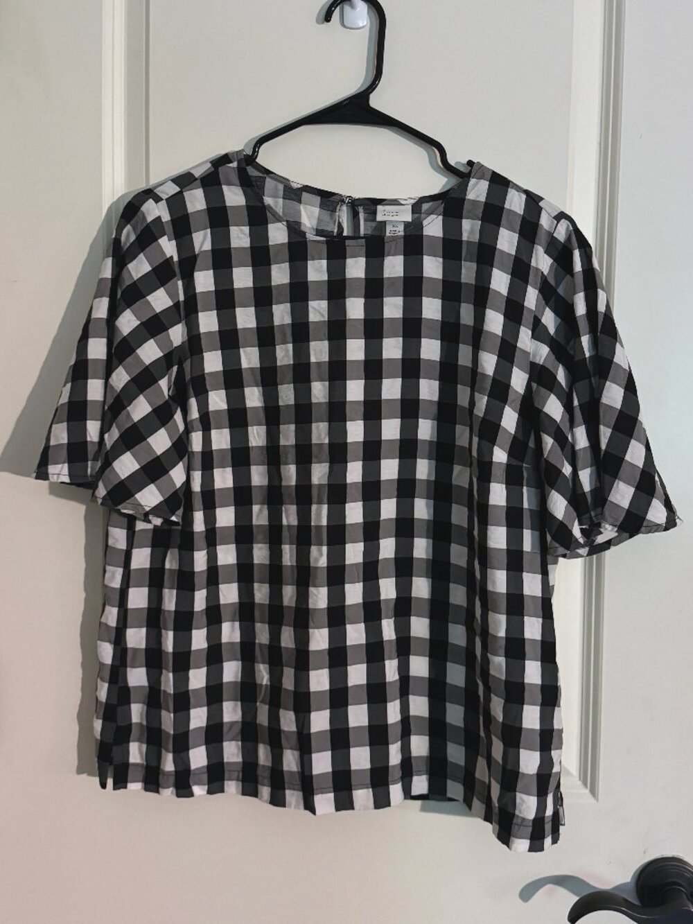 A New Day Women's Flutter Sleeve Checkered Gingham Blouse